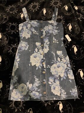 GAP Denim Mini Dress with Blue and White Floral Print